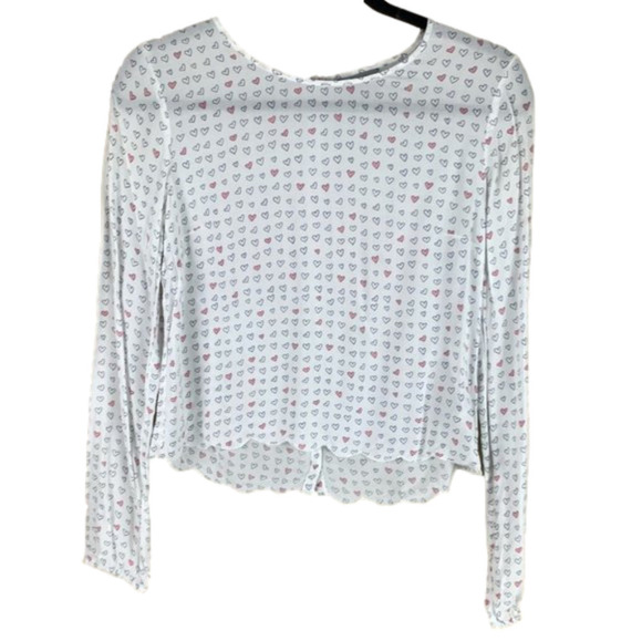 LORIMER NYC Long Sleeve Top with Hearts Small - Picture 1 of 9